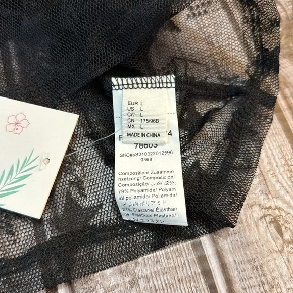 MakeMeChic Black Sheer Star Pattern Crop Top size Large - Picture 3 of 4